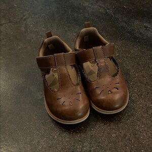 Stride Rite Brown Cat Design Kids Dress Shoes